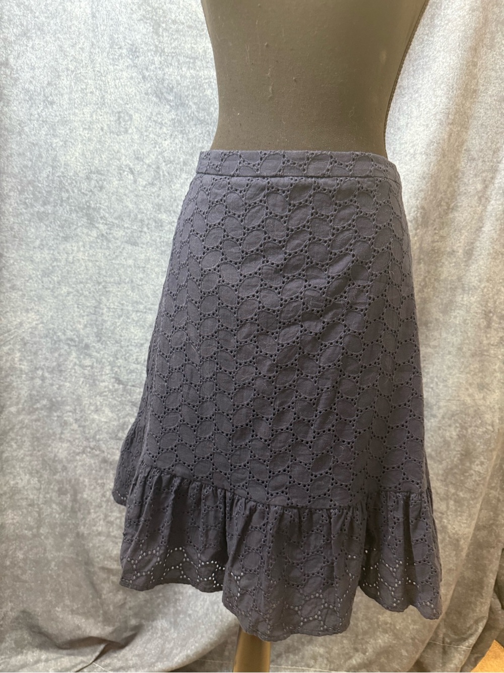 Draper James Charcoal Eyelet Ruffle A-Line Skirt